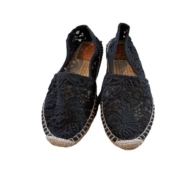 Tory Burch Shoes - Tory Burch 6 black floral lace espadrilles sneakers slip on braided neutral